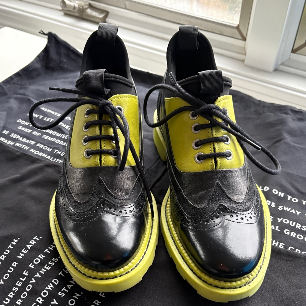 John Fluevog Guardian Angel Felix Wingtip Brogues Leather & Neoprene